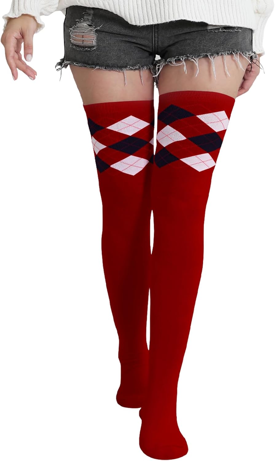 Moon Wood Womens Thigh High Socks Extra Long Cotton Over the Knee Socks Leg Warmers for Daily Halloween Cosplay Christmas