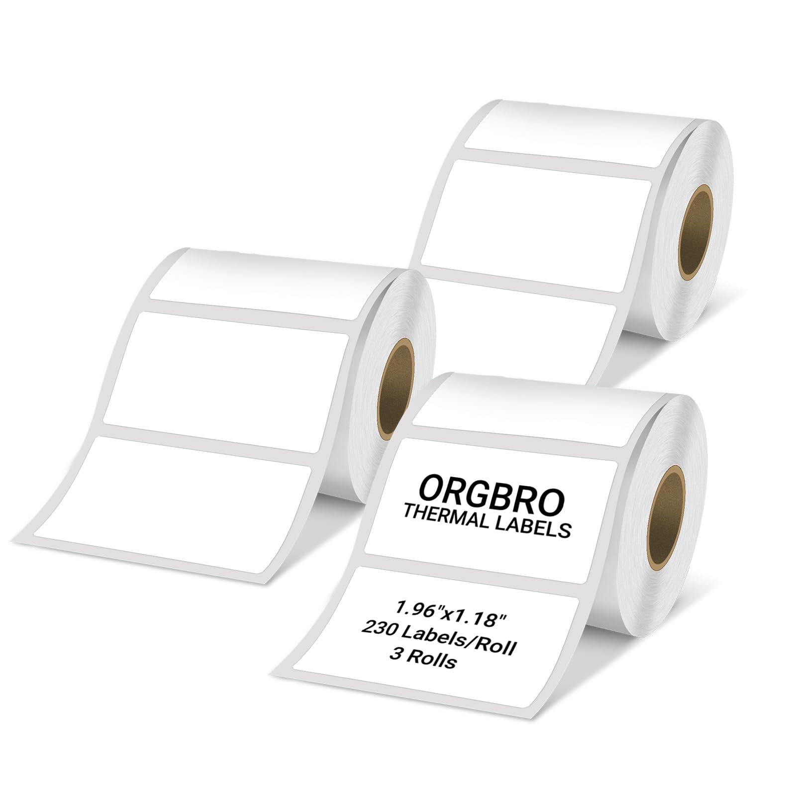 ORGBRO Mehrzweck-Thermoetiketten, Rechteckige Selbstklebe Label 50x30mm, 230 Etiketten/Rolle, Schwarz auf Weiß für Super