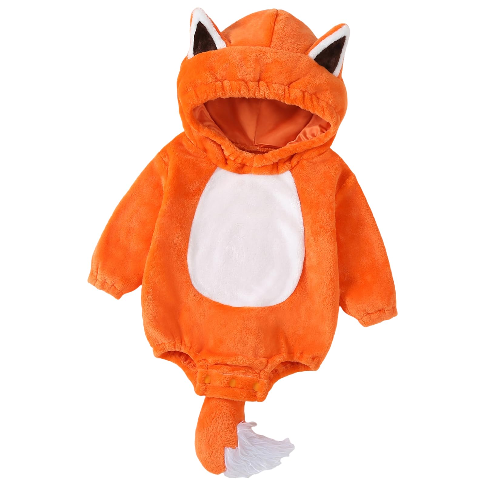 Lodnrimya Baby Halloween Costume Infant Boy Girl Animal Monster Hooded Romper Toddler Cosplay Warm Clothes (A-Orange, 1-3 Months)