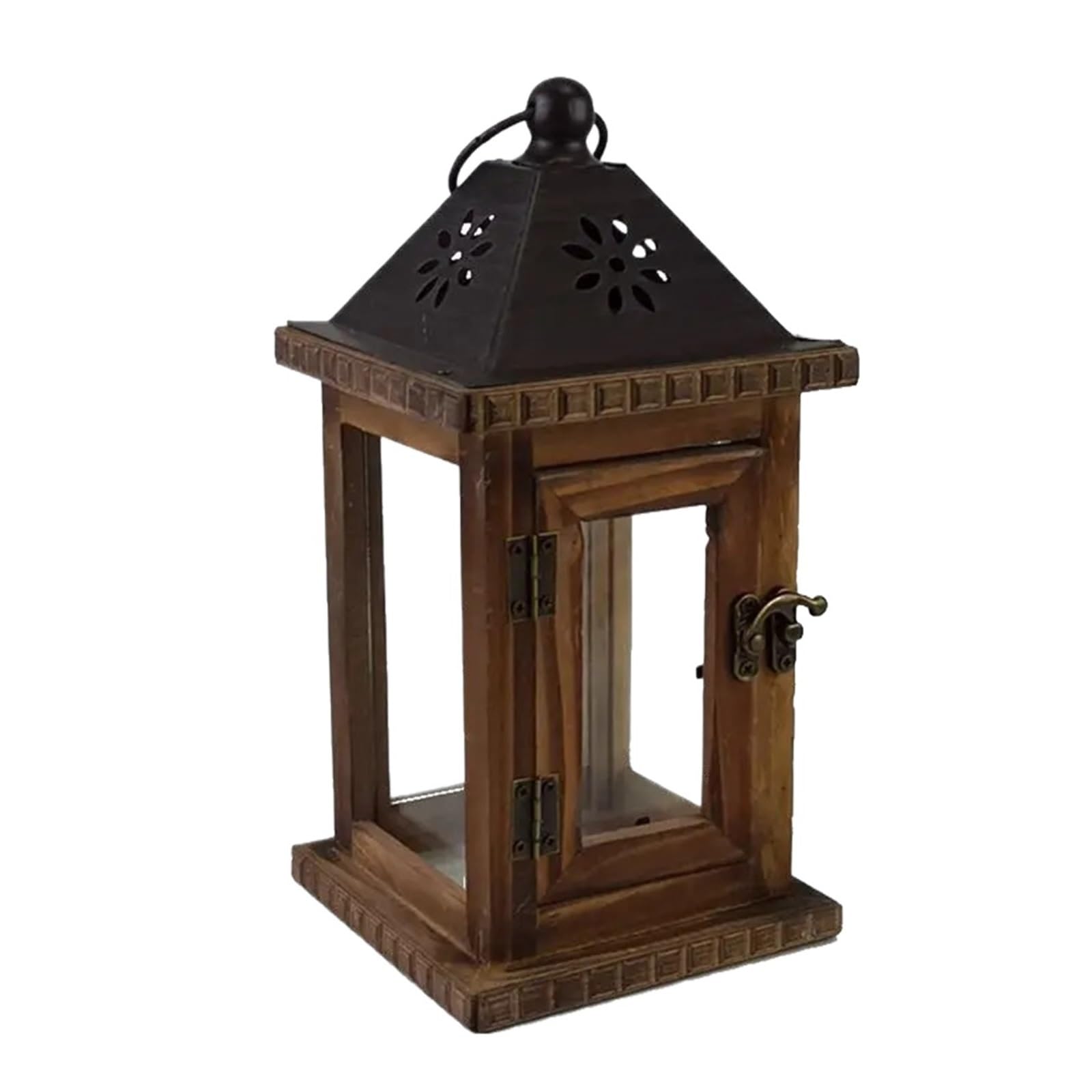 Metal Candle Holder Retro Windproof Candlestick Wrought Iron Wind Lamp Wax Holder Home Decoration Wedding Ornaments(Dark color)
