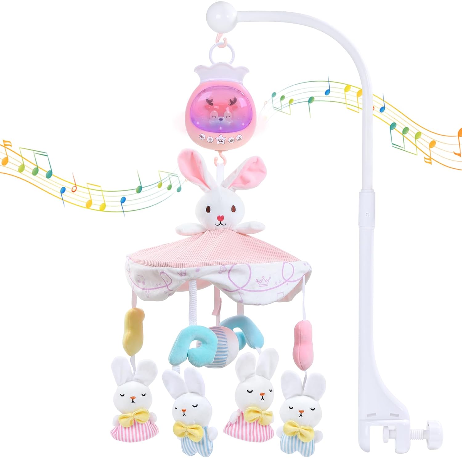 Baby Crib Mobile for Girls with Music, Lights & Projection, Adjustable Volume, 360° Rotating Plush Crib Toys with Detachable Musical Box, Hanging Mobile for Crib, Nursery Decor Baby Crib Mobile for Girls with Music, Lights & Projection, Adjustable Volume, 360° Rotating Plush Crib Toys with Detachable Musical Box, Hanging Mobile for Crib, Nursery Decor