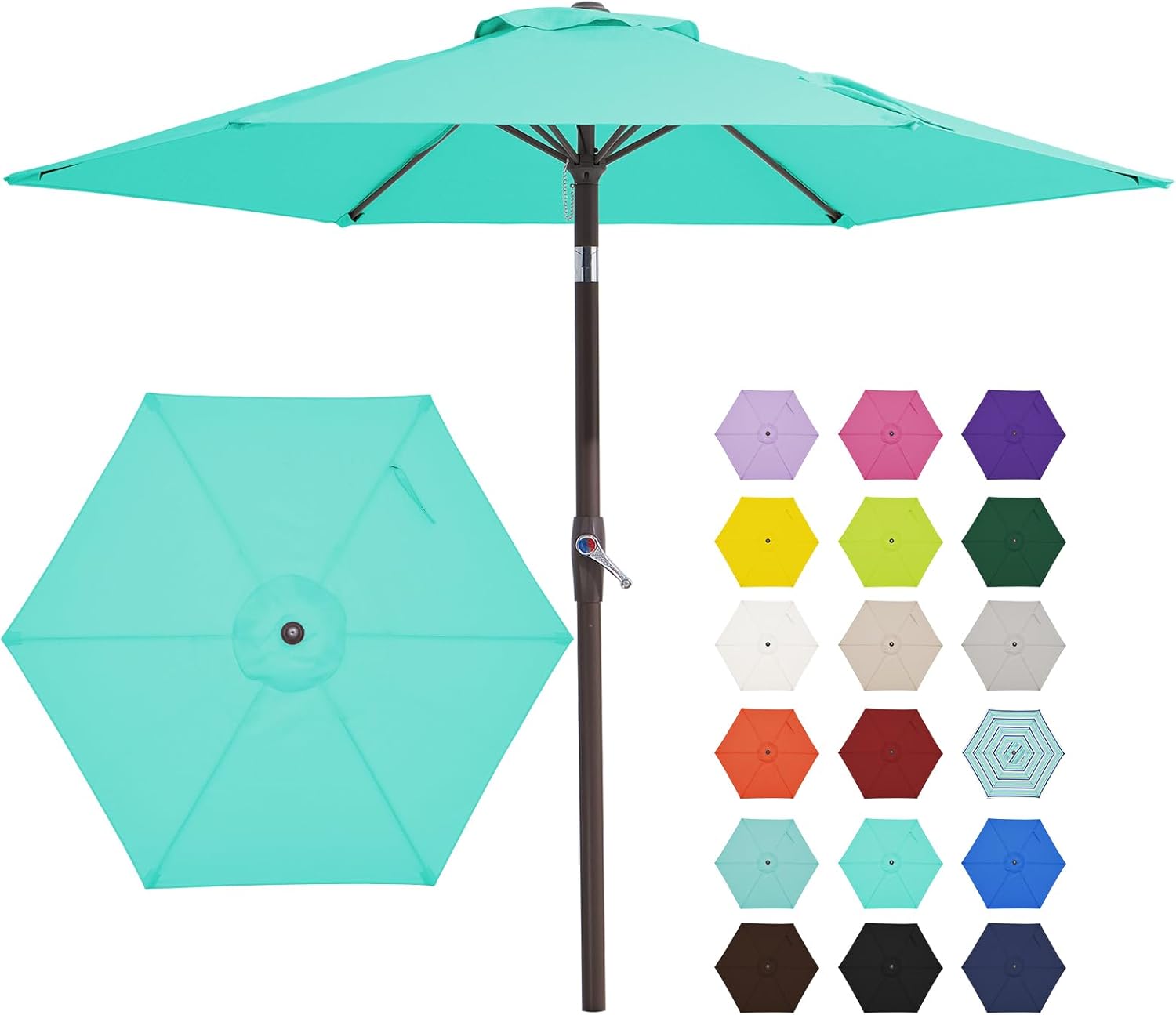 JEAREY 7.5FT Patio Umbrella Market Table Umbrella with 6
