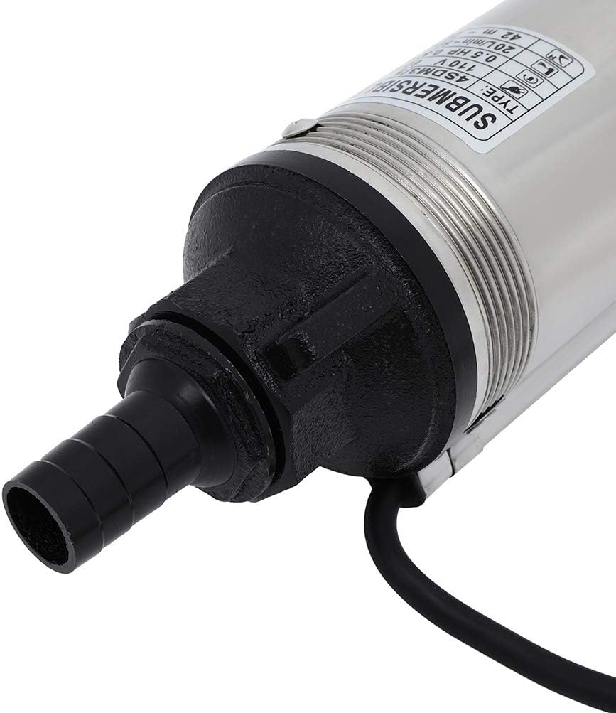 SCITOO Deep Well Submersible Pump Stainless Steel 110V, 60Hz 1/2 hp 8000L / H for Garden Home Agricultural Irrigation 50m / 164ft