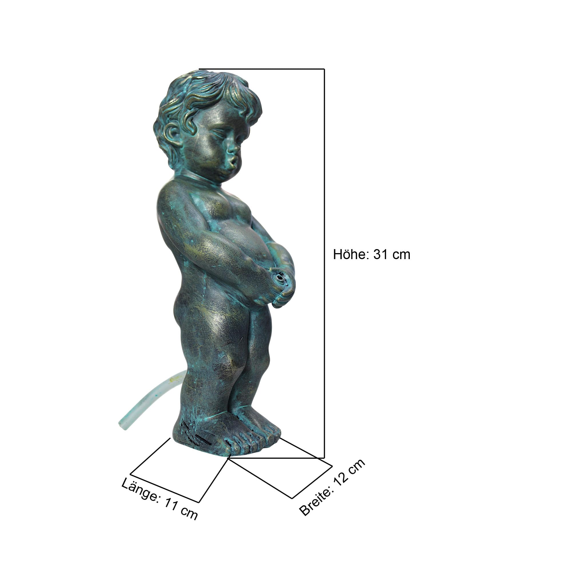 Arnusa Fontanna solarna figurka do basenu z pompą solarną i strumieniem wody dekoracja ogrodowa z polireliny miedzianej 11x12x31 cm