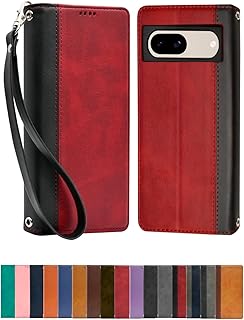 シズカウィル Google Pixel 8a ケース カバー 手帳型 本革調 レザーケース ボルドーレッド×ブラック 1個入り