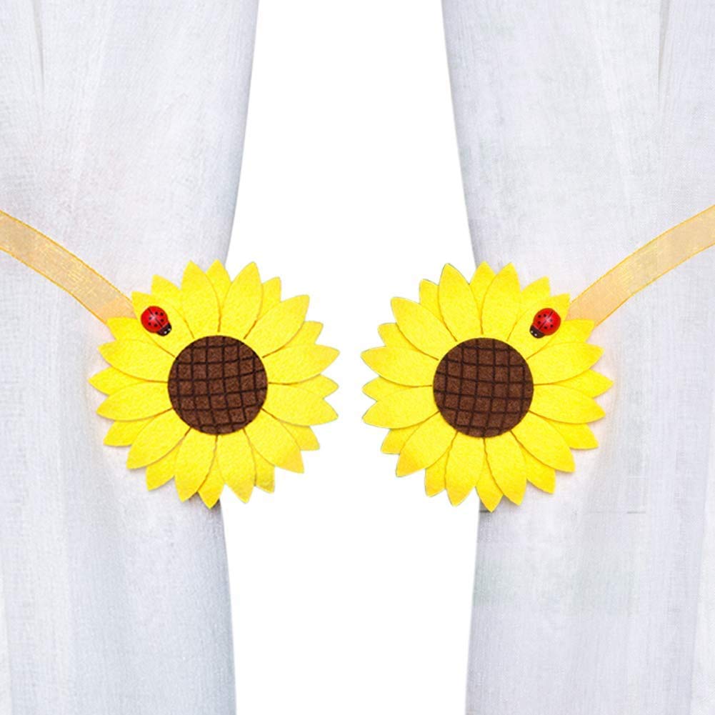 Sangles de rideau, boucle de rideau, attache de rideau, 2 pcs embrasse de rideau magnétique de tournesol, corde de retenue de dentelle de rideau de tournesol, support de boucle décorative de rideau de