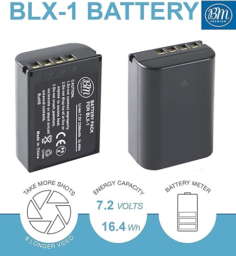 Miniatura 2 de BM Premium BLX-1 - Cargador de batería y batería de alta capacidad para cámaras Olympus OM System OM-1, OM-1 Mark II, OM-3, HLD-10