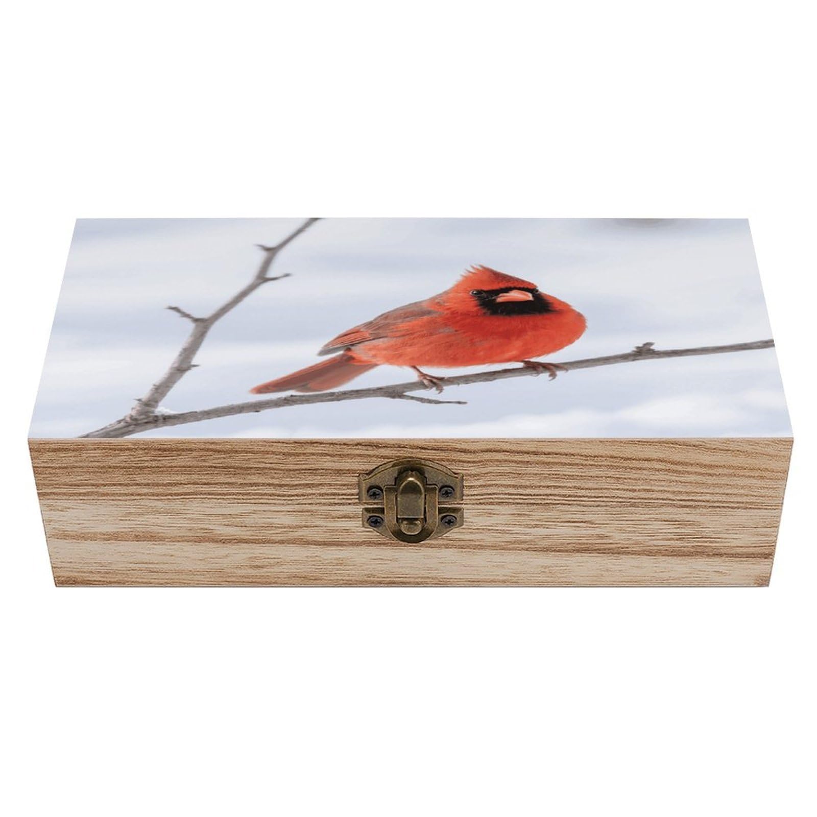 VstaDank Cardinal Bird Wooden Storage Box Vintage Wood Box with Lid Large Wooden Jewelry Boxes DIY Wood Gift Boxes Exquisite Jewelry Case Art Stash Keepsake Storage Case