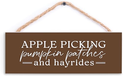 P. Graham Dunn Hanging Wood Sign Fall Décor, 10" x 3.5", Apple Picking Pumpkin H