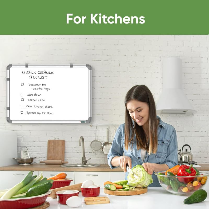 Image of 2x3 feet Non-Magnetic White Board for Kids, Home & Kitchen with Heavy-Duty Aluminium Frame, Scratch-Proof & Corrosion-Proof Surface Whiteboard, Size - 3x2 Feet