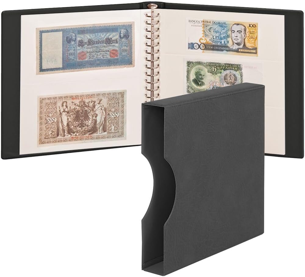 Lindner Banknote Album (with White Interleaves) with Cassette - Black