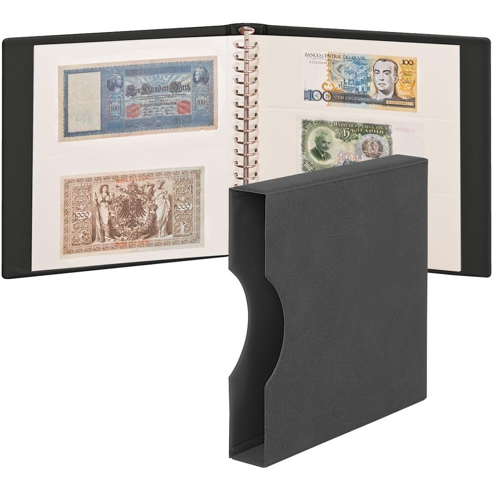 Álbum para billetes LINDNER con estuche protector negro y hojas en blanco intercalables 4