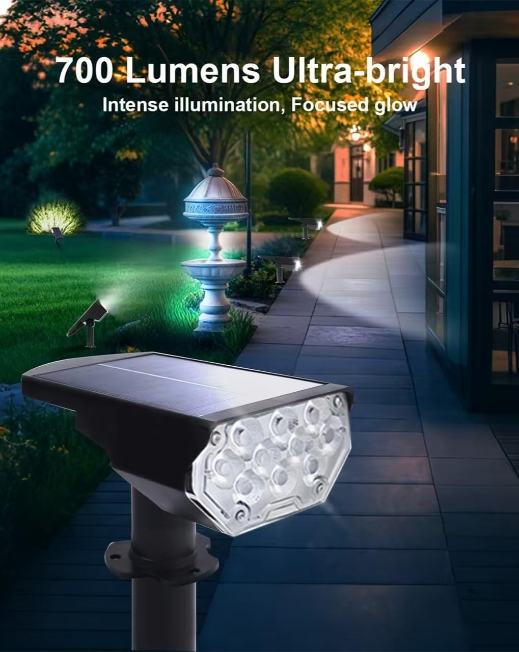 4 Pack Solar Powered Outdoor Spot Lights Outside Waterproof 20 LEDs Landscape Spotlights Dusk to Dawn for House Yard Tree, Plants, Walls, Path, Garden, Statues, Superior Accent Uplighting Cool White
