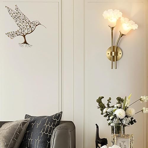 Miniatura 4 de Arte de pared de colibrí de metal con ramas y hojas, rama de árbol, decoración de pared de colibrí de metal, escultura de pared de metal para el