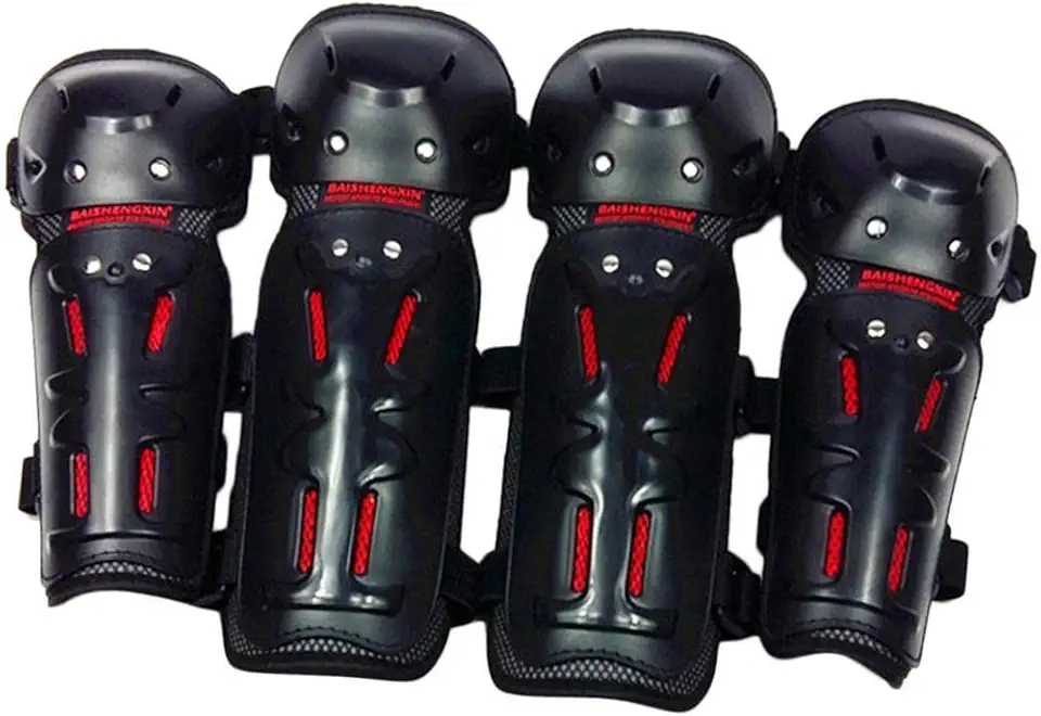 2 Pares de Joelheiras E Cotoveleiras para Equitação, Motociclismo, Motocross E Patinação.