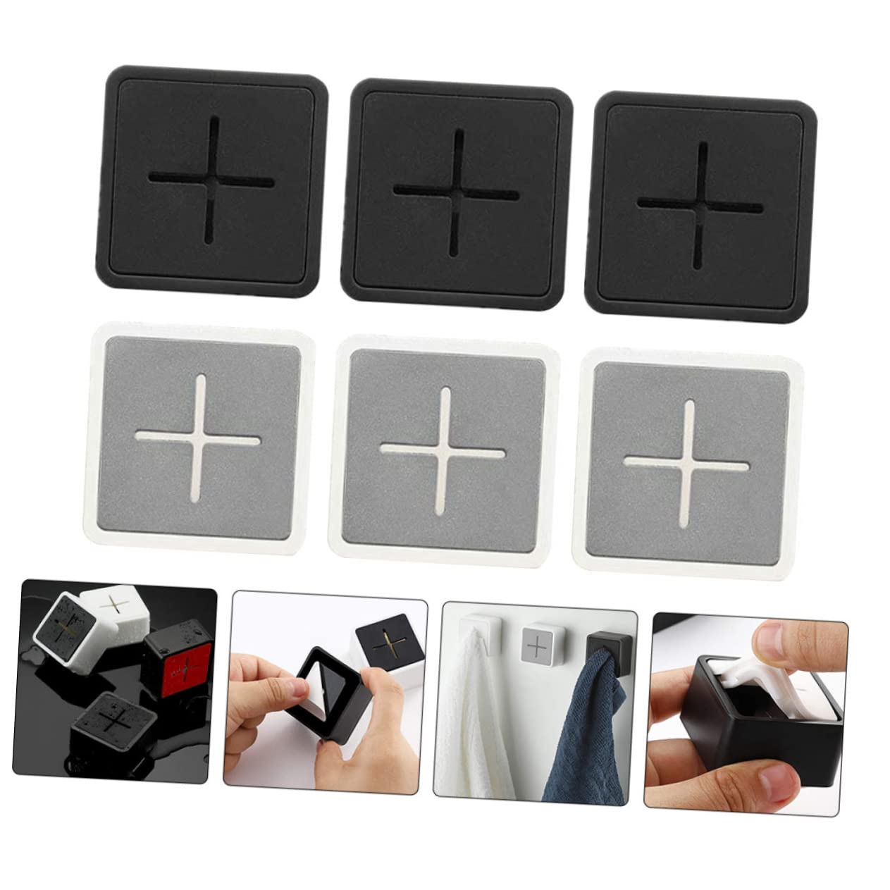 UKCOCO 18piezas Soporte De Toalla Adhesivo De Ganchos De Abs Para Cocina y Baño Fáciles De Instalar Sin Taladrar Clips De Paño Para Hogar
