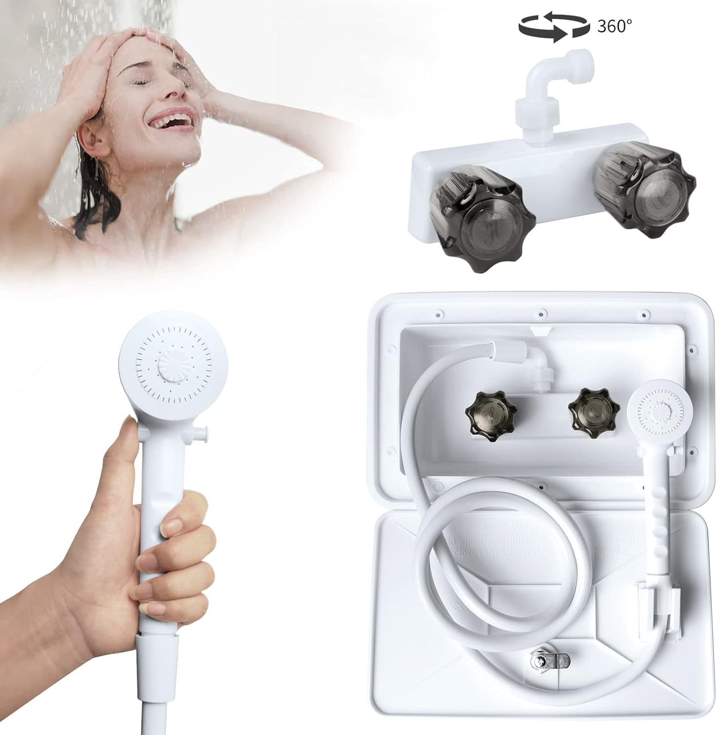 Kit de Caja de Ducha Exterior para Caravana,Kit De Caja De Ducha Con Interruptor De Frío Y Calor Con Cerradura, Ducha De Camping Para Autocaravana Marina Caravana