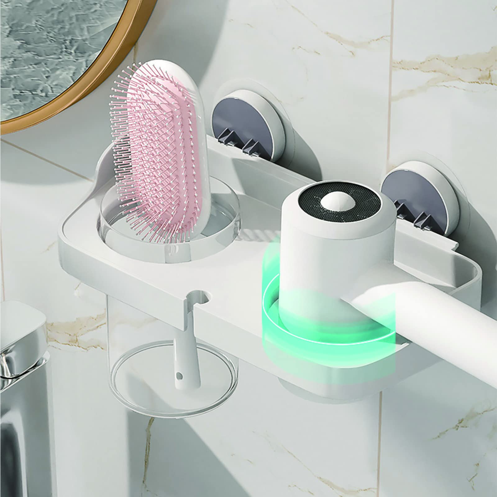 Supporto per asciugacapelli Staffa per mensola a parete Supporto per gancio per piastra Organizzatore Stoccaggio per colpi -?Porta Asciugacapelli Per Bagno Porta Asciugacapelli Professionale Premium