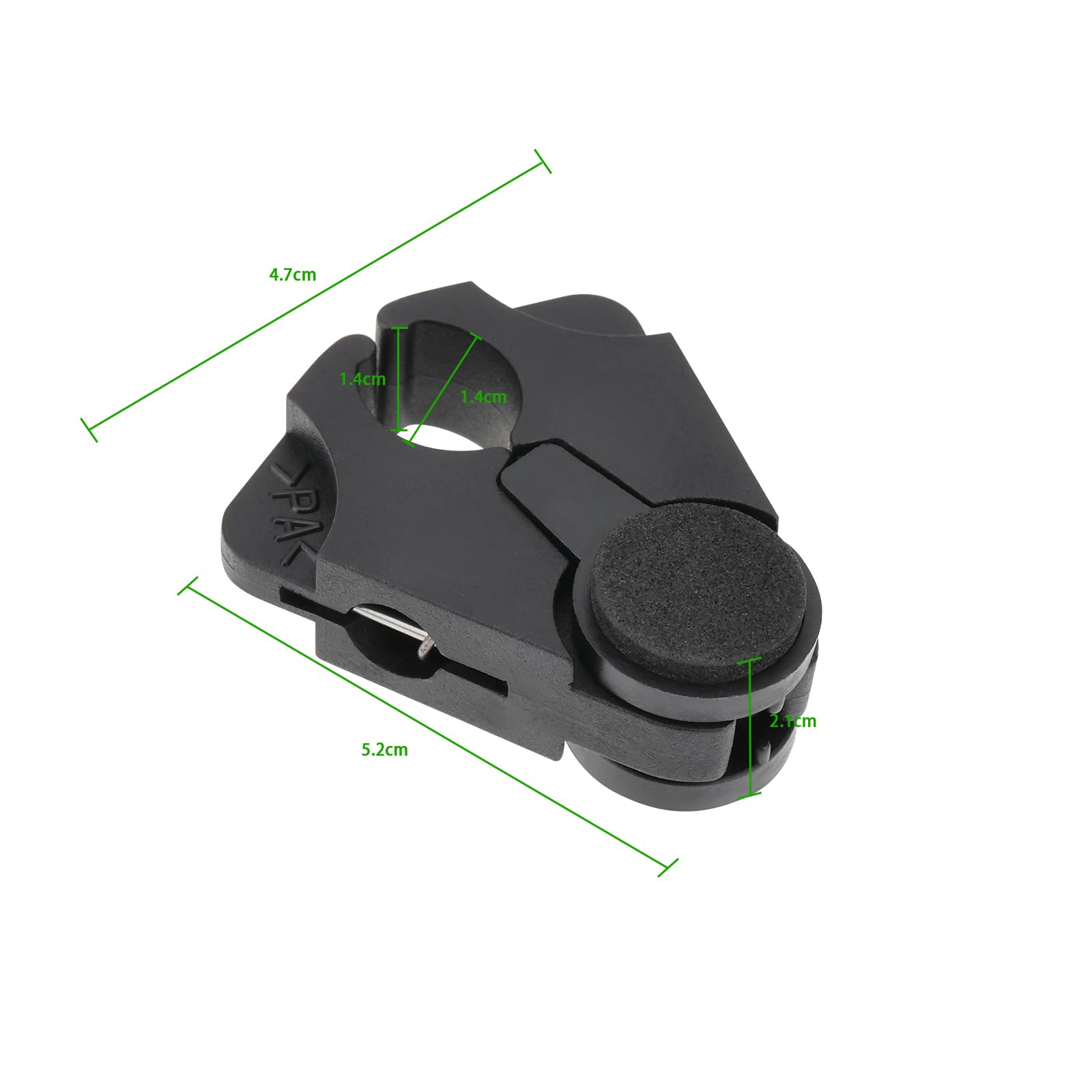 OTOTEC Uchwyt na laskę do chodzenia, czarny, 5,2 x 4,7 cm, wysokość 2,1 cm, idealny do rur o średnicy od 1,6 cm do maks. 2,5 cm, 2 szt