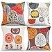 RYBornament Lot de 4 Housse de Coussin Coussin Canapé Plante Fleurs Abstrait Motif Coussin Rouge Moderne Coussins Décoratif Lin Jardin Housse Coussin Canapé Maison Salon Chambre Décoration 45x45