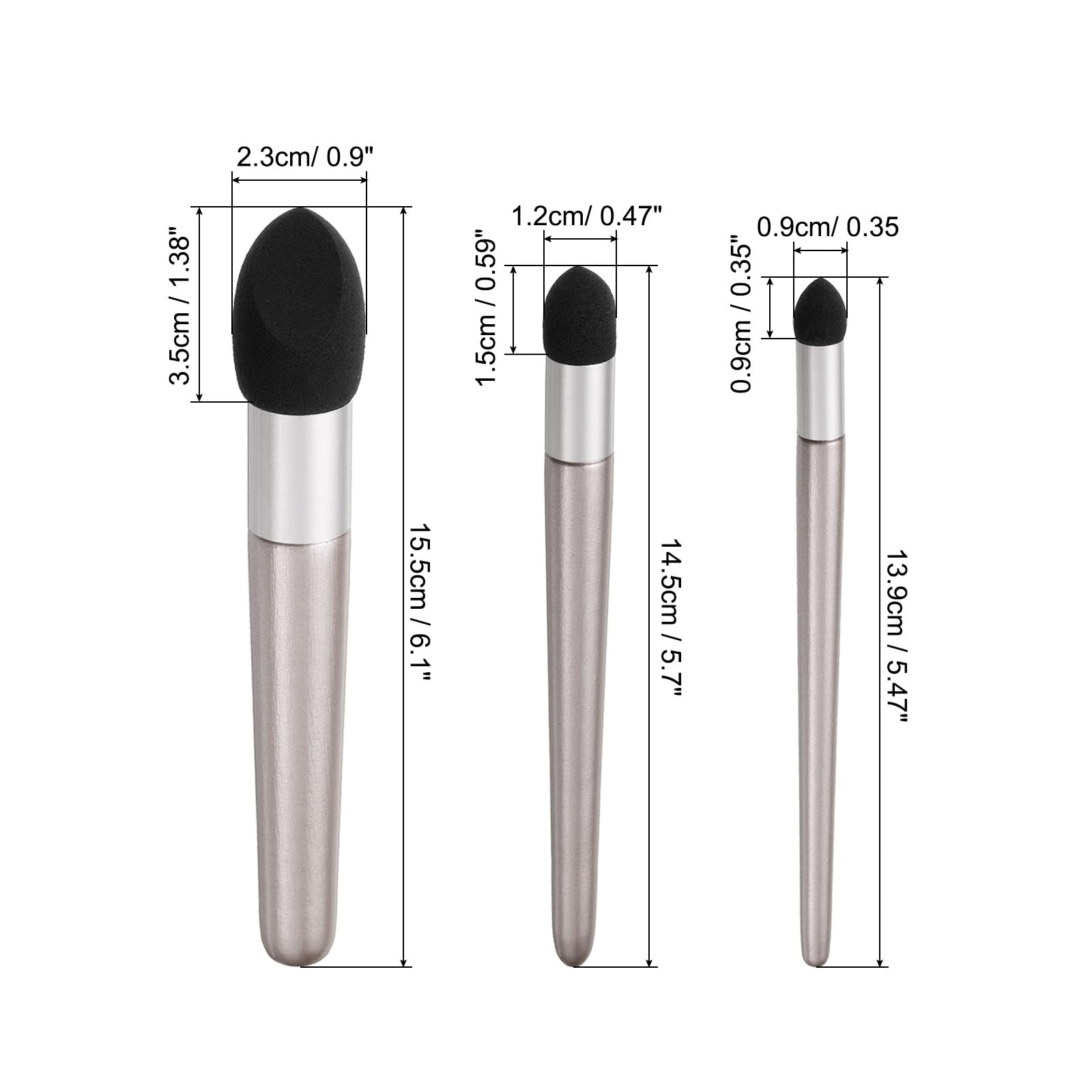 PATIKIL 3 Size Blending Stump Artist Blending Sponge Pen, 2 Set Washable Reusable Rubbing Sponge Brush Sketch Modification Sponge Pen Art Blenders Tool for Drawing Correction, Rose Gold - Image 2
