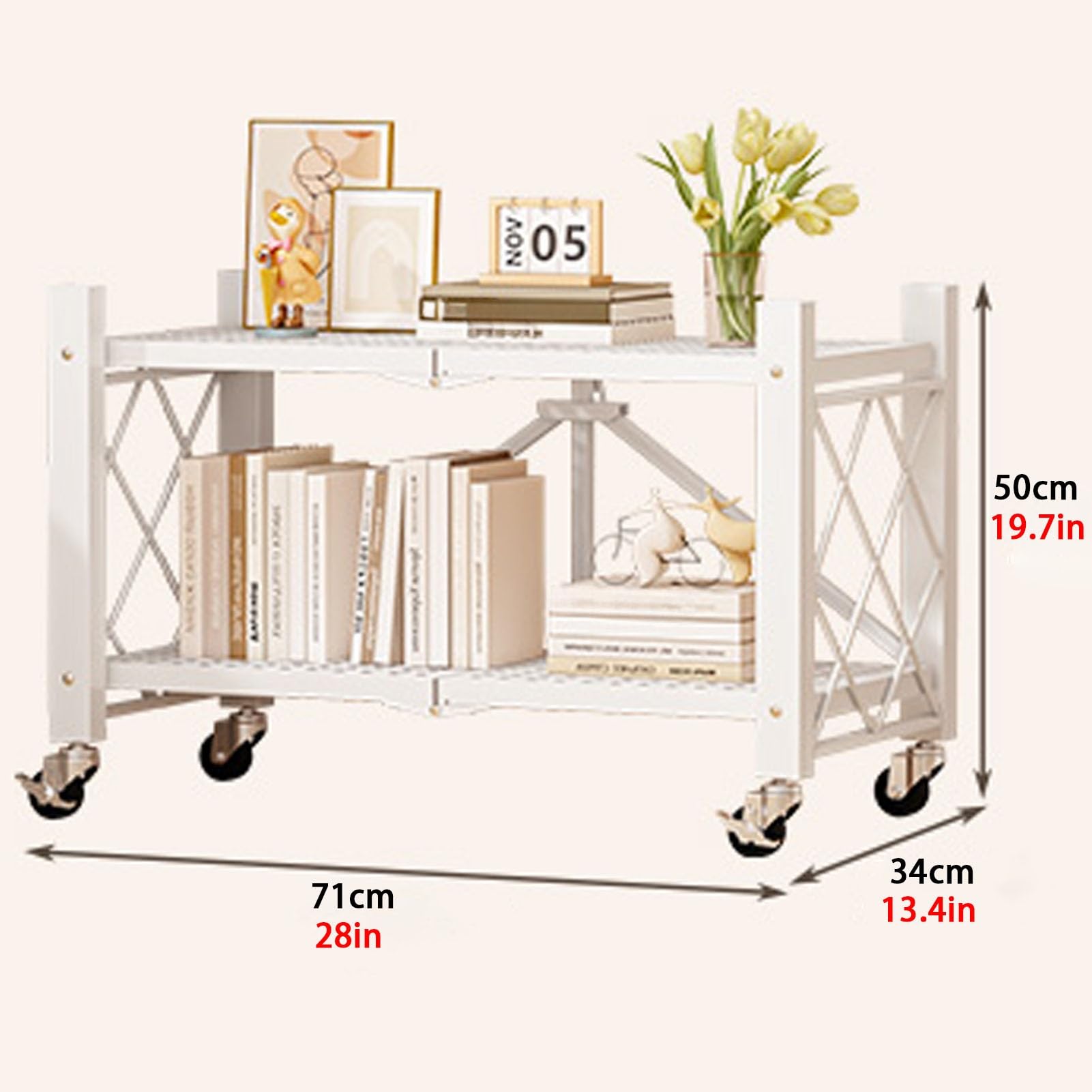 Stand di Piante, Portavasi pieghevole, portavasi a più livelli con ruote, portavasi in metallo a 2/3/4 livelli, espositore per fiori e piante, per patio, giardino, angolo, balcone, soggiorno (nero a 4