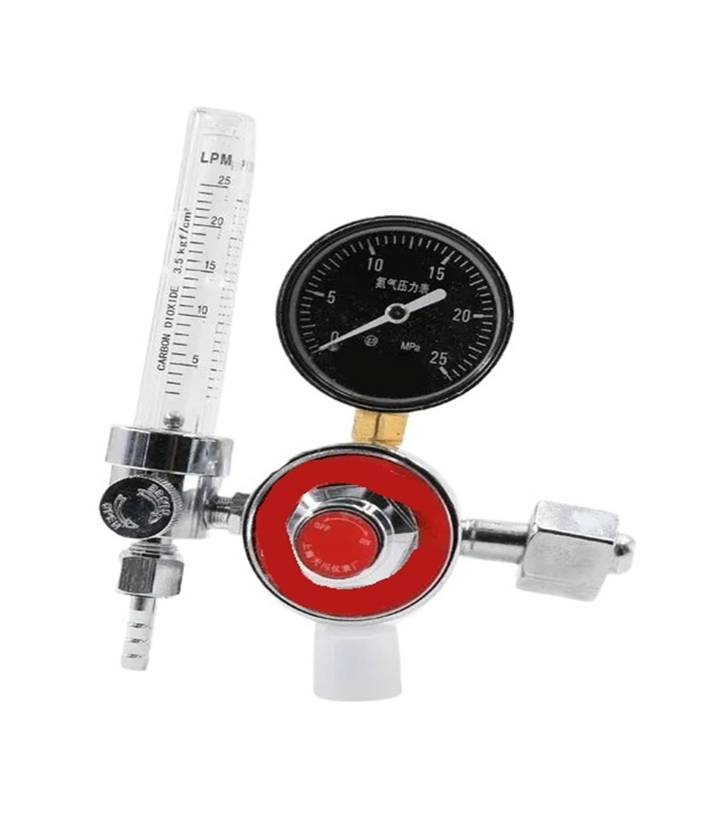 Vmvud Flow Tube Nitrogen Pressure Gauge 0-25Mpa Single Watch With Pressure Reducing Valve 25L Nitrogen Gauge(Flow Tube)