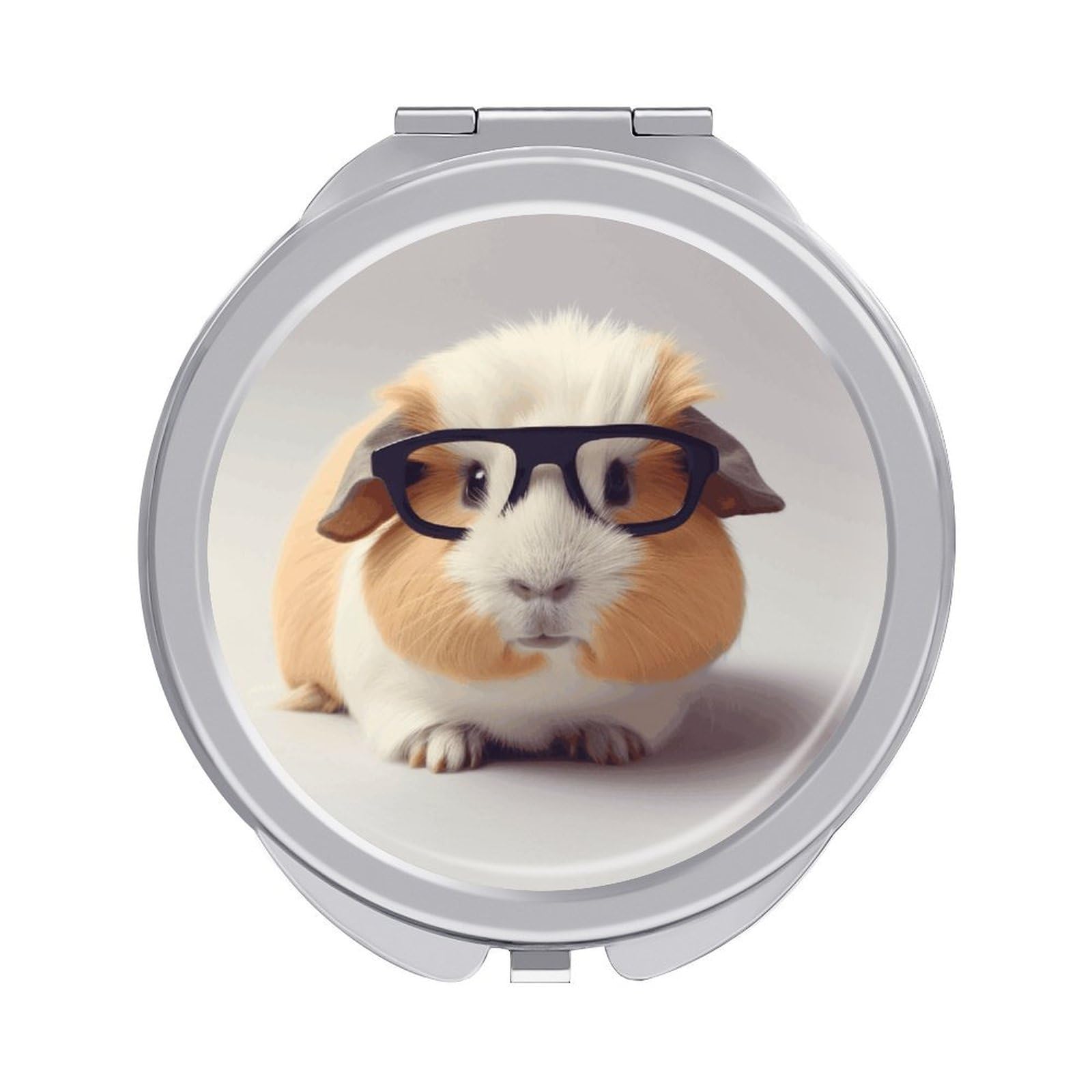 FekiLoot Guinea Pig with Glasses Travel Makeup Mirror 2 X /1 X Magnifying Slim Pocket Mirrors Compact for Purse Travel Makeup Mirrors for Pocket, Handbag, Purse Women Gift
