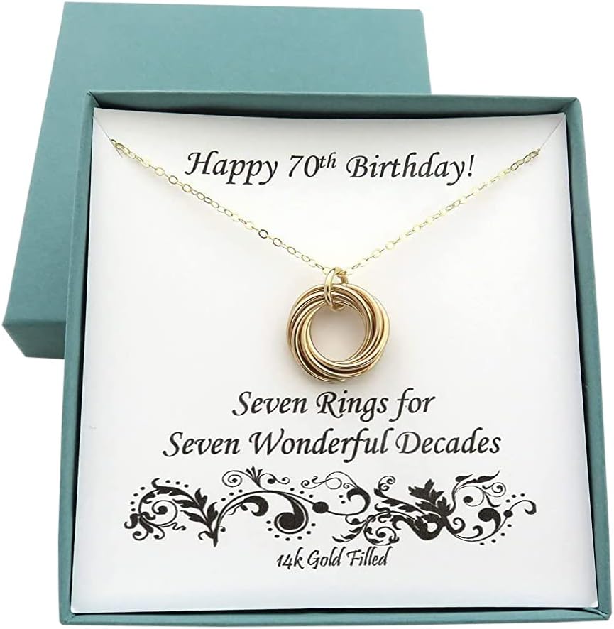 70th Birthday Gifts | 14k Gold Filled Necklace | 70th Birthday