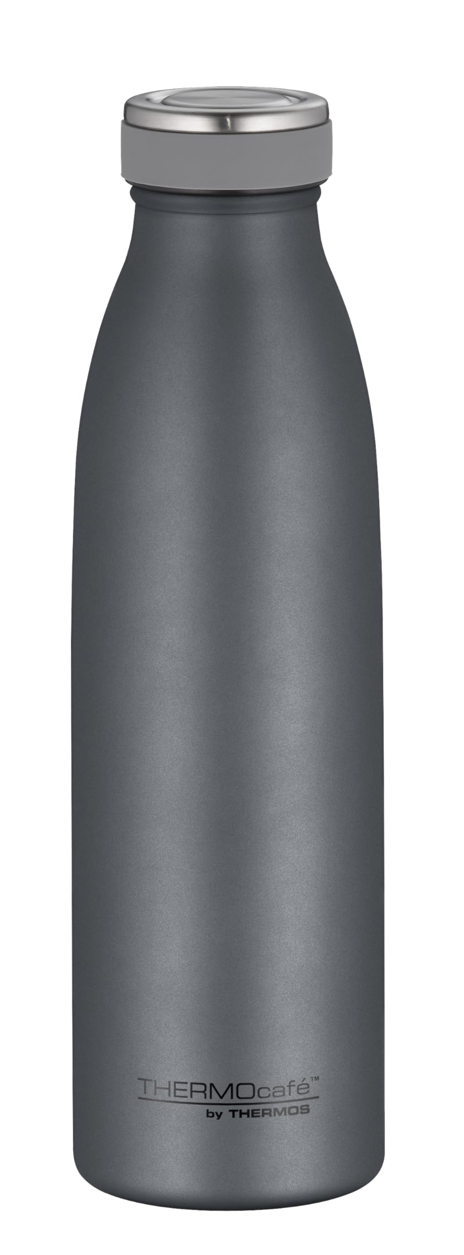 THERMOcafé by THERMOS TC Bottle Graphite Grey Mat 0.50 L, Stainless Steel Vacuum Flask, Carbonated Proof, 12 Hours Hot 24 Hours Cold, Leak-Proof, for School, On the Go and Office