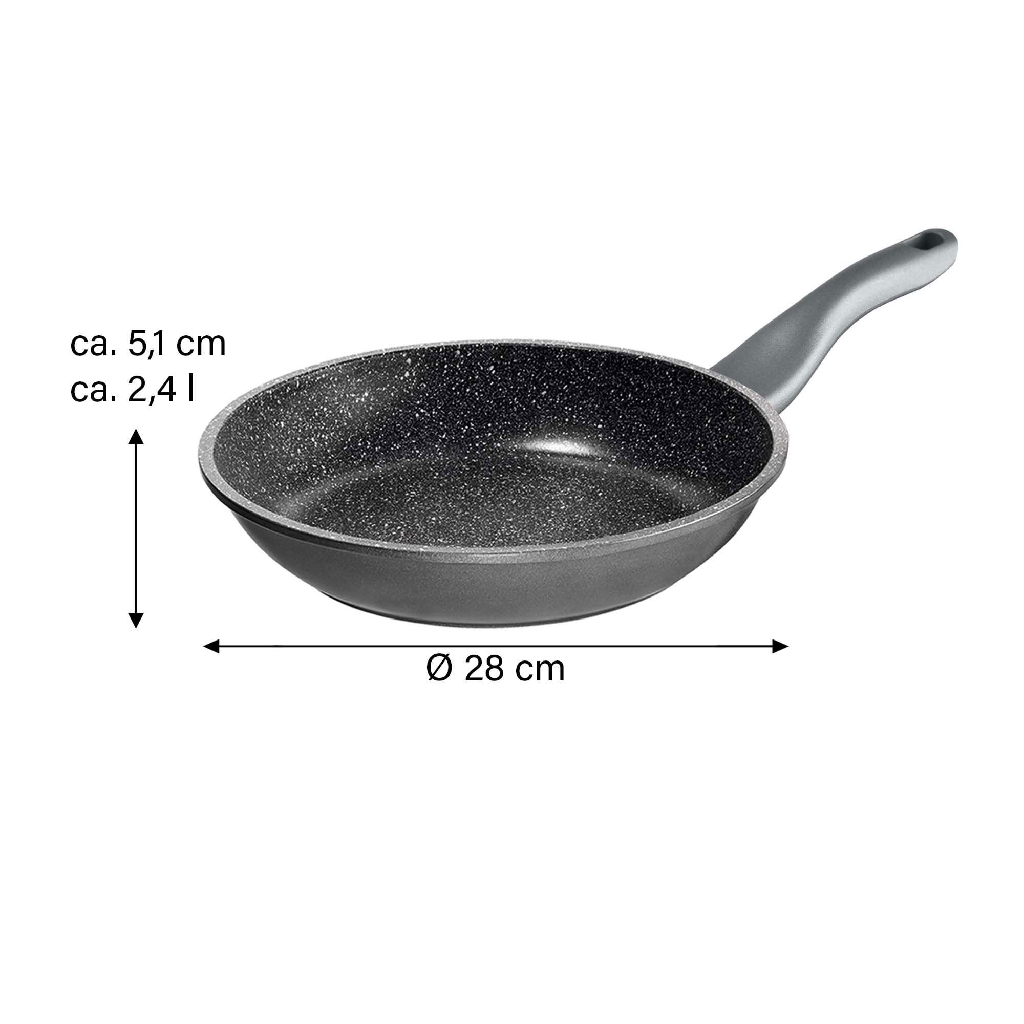 STONELINE FRESH Sartén Antiadherente 28 cm Sartén Grande Sartén Inducción MADE IN GERMANY Revestimiento Antiadherente con Partículas de Piedra Reales, Todo Tipo de Cocinas, Cocinar Sin Grasa