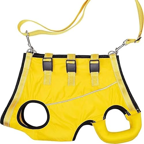 Wexina 犬ハーネス リード 牽引ロープ 胸当て 胴輪 ドッグウエア ペット用品 犬用リード 子犬 小型犬 中型犬 ハーネス ソフト 犬服猫服 軽量 調節可能 お散歩 着脱簡単 (イエロー,M)
