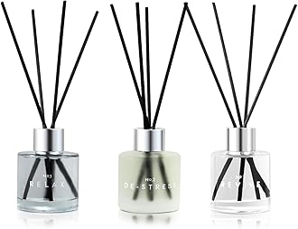 3 Pack Fragrance Reed Diffuser, 50ML Gardenia Jasmine Lemongrass Aromatherapy Diffuser Set with 12 Black Fiber Sticks,Air Freshener for Bedroom Bathroom Office
