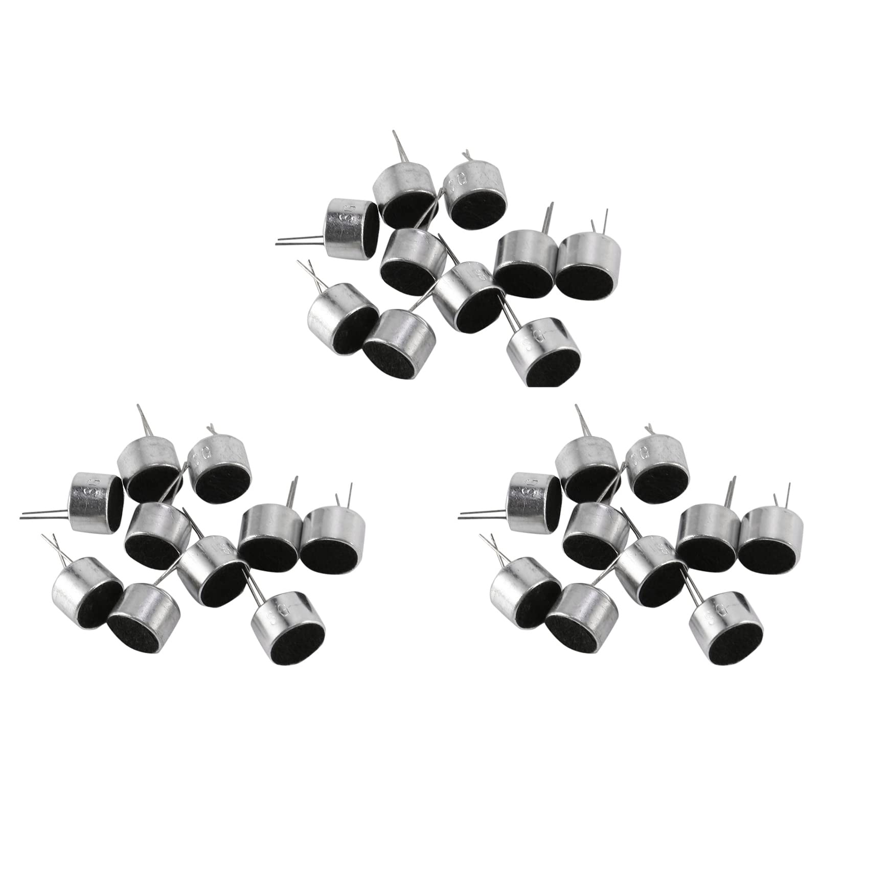 Jnchdghwa Silver 30 Pcs 2 Pin Mini Mic Capsule Electret Condenser Microphone Tone Black