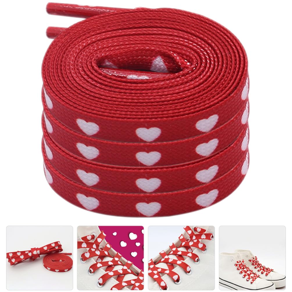 2 Pares De Cordones De Corazón Con Fondo Rojo Correas De Zapatos Planas Para Niños Parejas De Adultos Zapatillas De