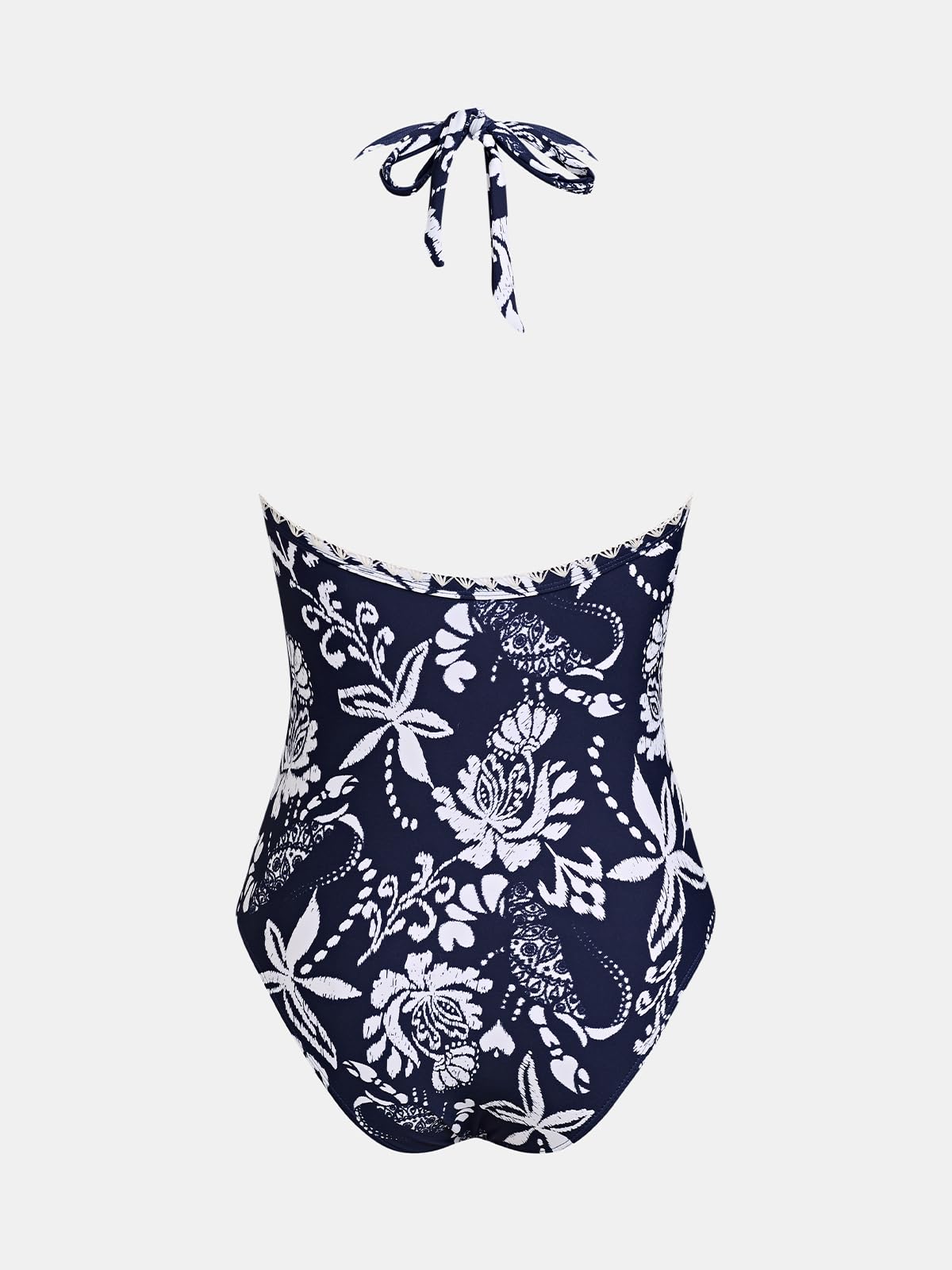 CUPSHE Costume da bagno intero da donna con scollo a V e spalline increspate sulla pancia posteriore cravatta cinghie regolabili Shell Stitch