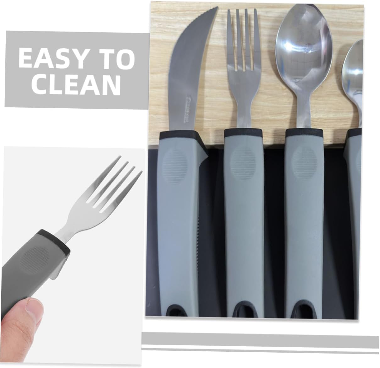 CALLARON 1Set Adaptive Utensils for Elderly Non Slip Ergonomic Design for Hand Durable Tpr Materials for Disabled Individuals