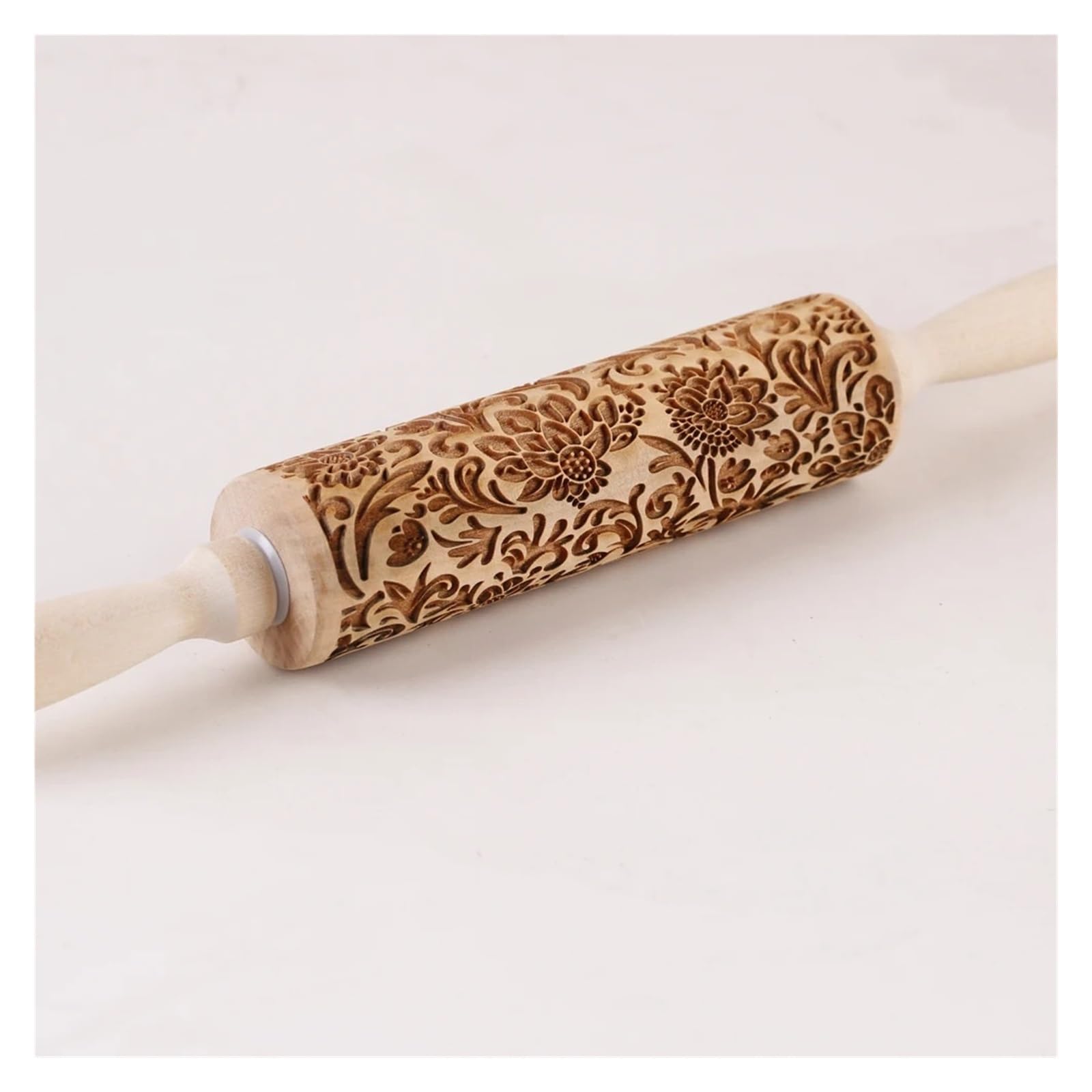 Rodillo de Madera de 13,7 Pulgadas con Estampado de Girasol for repostería, Galletas y Grabado Profundo. para Cocina, Pastelería