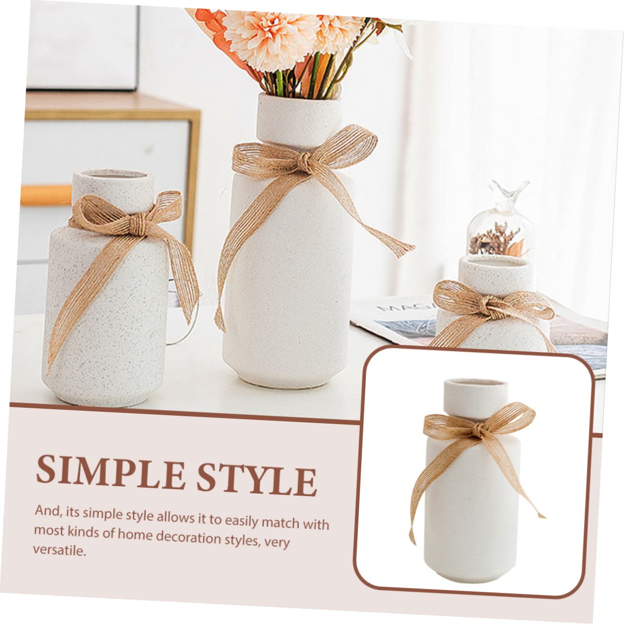Alipis Vaso in Ceramica Per Fiori Decorativo Decorazione Per La Casa Contenitore Per Fiori Estetico Vaso Semplice Per Scrivania