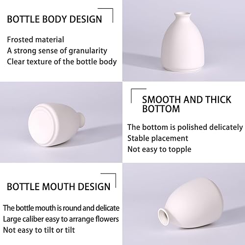Miniatura 5 de Sameme Juego de 10 jarrones de cerámica blanca de 5 pulgadas, jarrones pequeños a granel para flores, jarrones modernos para hierba floral y de