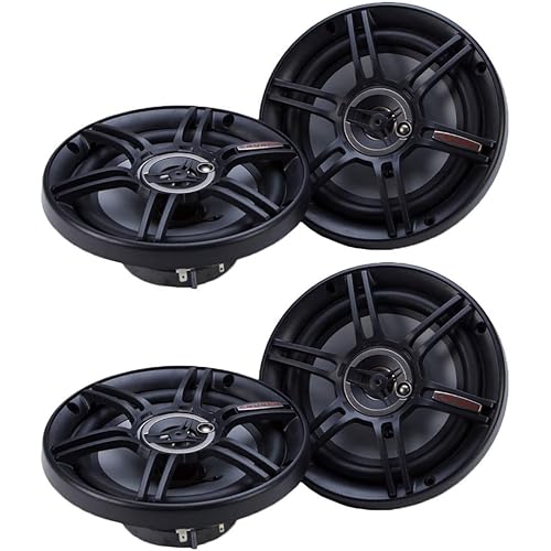 Crunch 2 Pair 6.5 Inch Car Audio Speakers, 300 Watt MAX 3 Way Full Range Speaker Set with 1 Inch Tweeter & Spade Terminal Connectors, CS-653