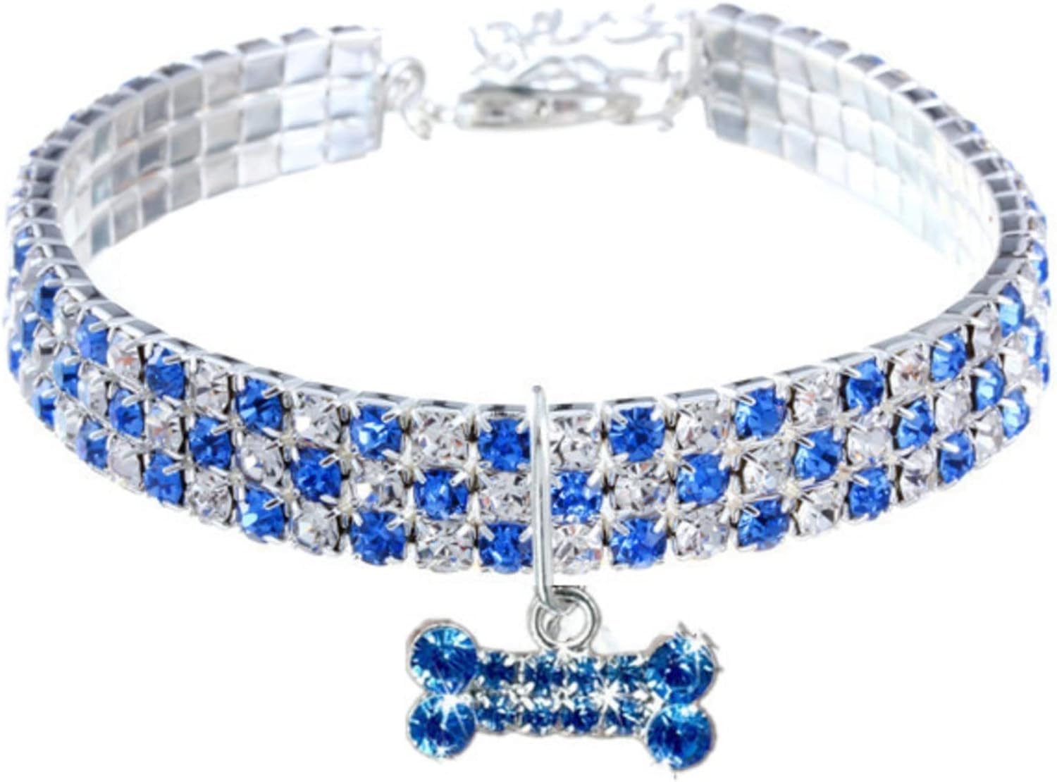 Collar de perro con diamantes de imitación, collar ajustable para gato con colgante de purpurina de diamante (negro, grande)