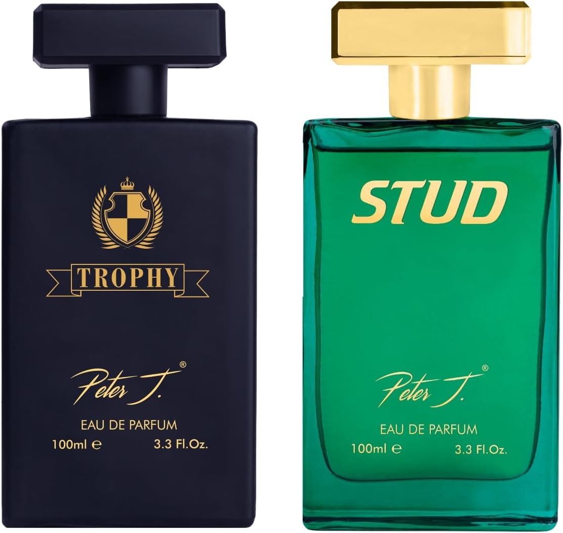 Peter J Stud and Trophy 100ml x 2 Unisex Perfume | Luxury Eau De Parfum Premium Long Lasting Fragrance Spray | Gift for Men & Women | Features notes of vetiver, leather, oakmoss, and fresh scents