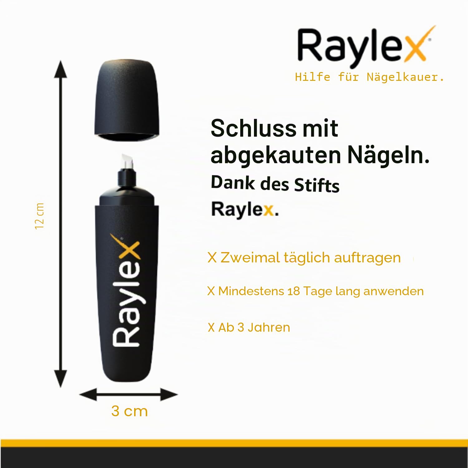 Raylex Nagel Stift gegen finger knibbeln - nägelkauen stoppen für Kinder ab 3 & Erwachsene - Bitterer und regenerierender stift anti Fingernägel kauen - Kleines Anti Nägelkauen Mittel