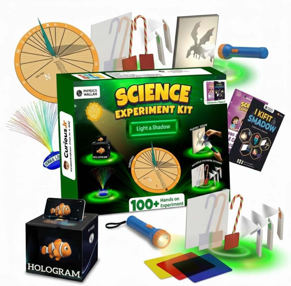- Physics Wallah Light & Shadow Science Experiment Kit for Kids Ages 8–14, 100+ STEM Experiments with Step-by-Step Manual & 30 Bonus DIY Activities, Science Learning Toy, Birthday Gift for Boys & Girls
