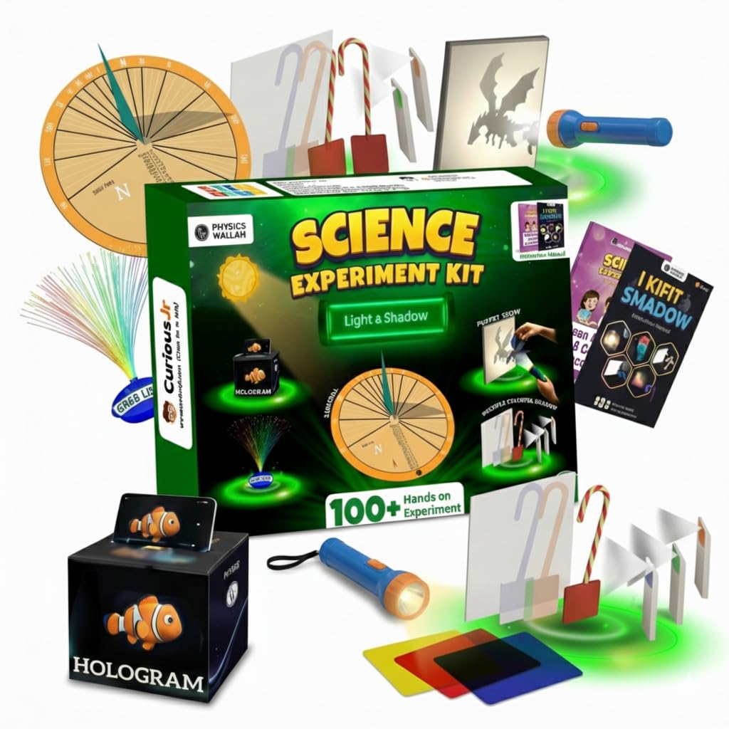 - PW Light & Shadow Science Experiment Kit for Kids Ages 8–14, 100+ STEM Experiments with Step-by-Step Manual & 30 Bonus DIY Activities, Hands-On Science Learning Toy, Birthday Gift for Boys & Girls