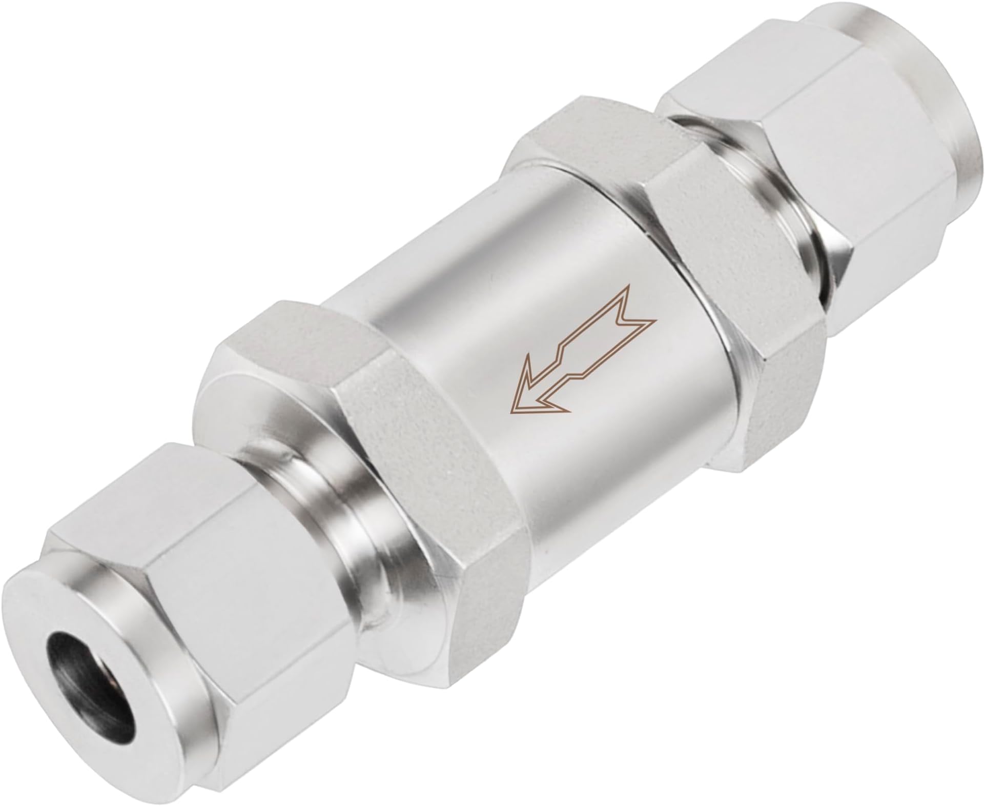 Yoebor 316 Stainless Steel Detachable Compression Check Valve 3/8" OD x 3/8" OD One Way Non-Return Valve for Water Oil Gas, 1pc