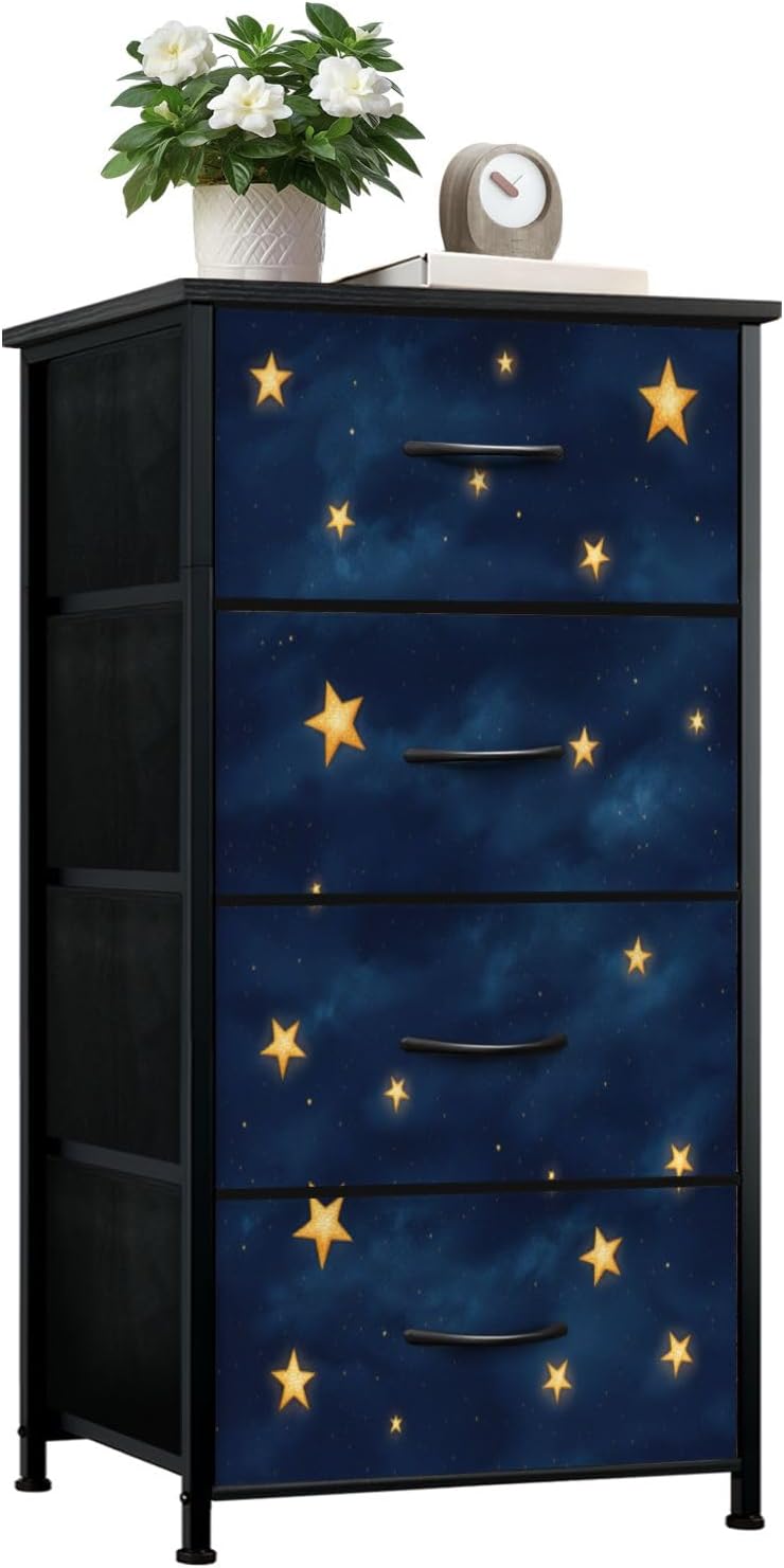 Dresser for Bedroom Dresser for Closet Space Adventure Astronauts Rockets Planets Nursery Dressers & Chests of Drawers Fabric Closet Organizers and Storage with 4 Drawers