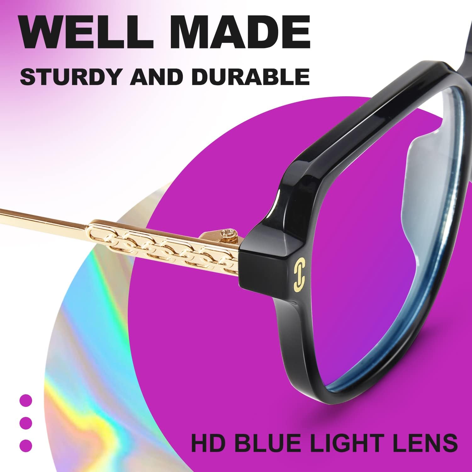 VISOONE - Gafas de bloqueo de luz azul de gran tamaño con marco cuadrado TR90 y patillas de metal para mujeres y hombres REMY