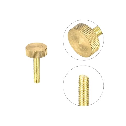 Miniatura 99 de uxcell Tornillos moleteados para pulgar, pernos planos de latón M6x10mm, perillas de agarre para PC, electrónico, mecánico, 5